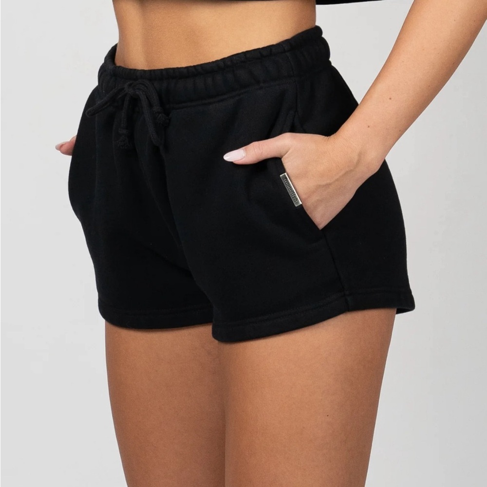 Iron Willd Womens Heavyweight Sweat Shorts Black Cotton Relaxed Gym Lounge XS